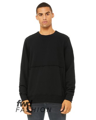 FWD Fashion Unisex Raw Seam Crewneck Pullover - BLACK - XS