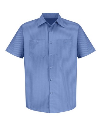 Company Branded Red Kap Industrial Stripe Short Sleeve Work Shirt SB22 With Logo