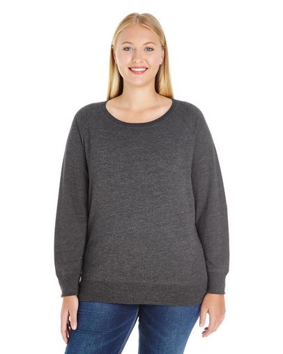 Custom Logo Ladies' Curvy Slouchy French Terry Pullover-3862 With Logo