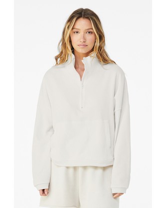  Ladies' Sponge Fleece Half-Zip Pullover Sweatshirt - VINTAGE WHITE - S 