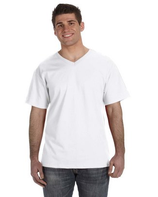  Adult HD Cotton™ V-Neck T-Shirt - WHITE - S 