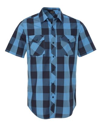  Custom Embroidered Burnside Buffalo Plaid Short Sleeve Shirt 9203 With Logo 