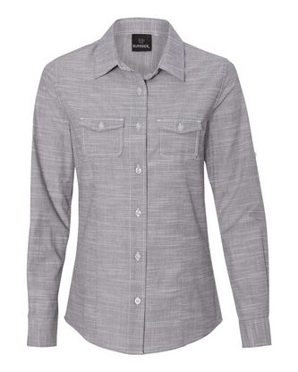  Company Branded Burnside Women's Textured Solid Shirt 5247 With Logo 
