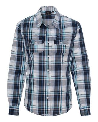 Custom Logo Burnside Women's Plaid Shirt 5222 Embroidered