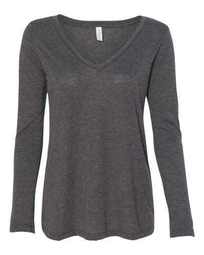 Custom Printed BELLA + CANVAS Women's Flowy Long Sleeve V-Neck Tee - 8855