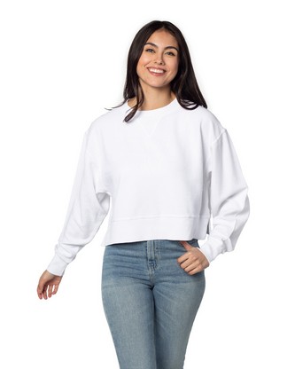  Ladies' Corded Boxy Pullover - WHITE - S 