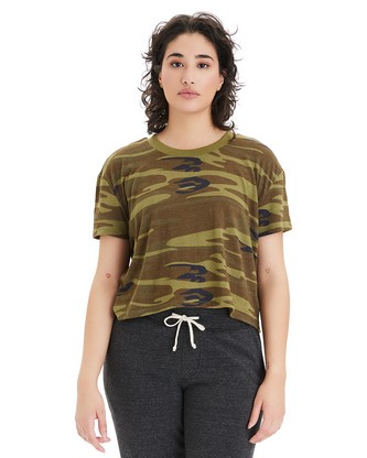 Ladies' Printed Headliner Cropped T-Shirt - CAMO - XS