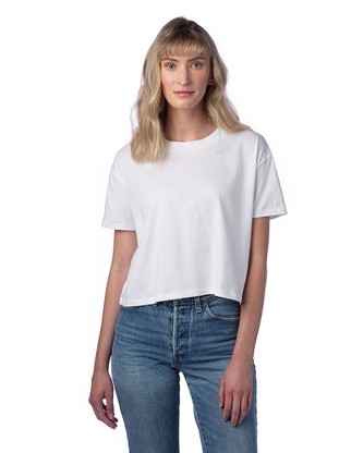  Ladies' Go-To Headliner Cropped T-Shirt - WHITE - XS 