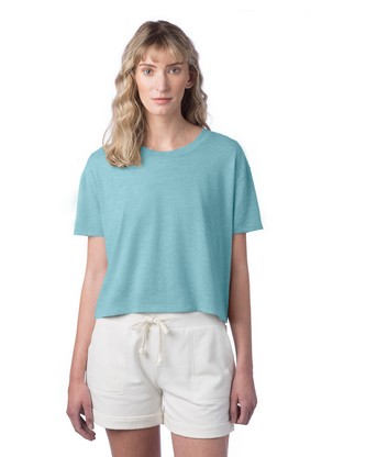 Ladies' CVC Go-To Headliner Crop T-Shirt - HEATHER AQUA - XS
