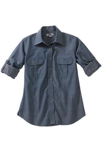 Custom Embroidered Edwards Ladies Roll Sleeve Shirt - 5298