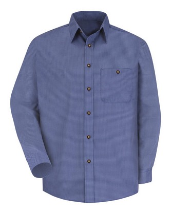  Custom Embroidered Red Kap Mini-Plaid Uniform Long Sleeve Shirt SP74 With Logo 
