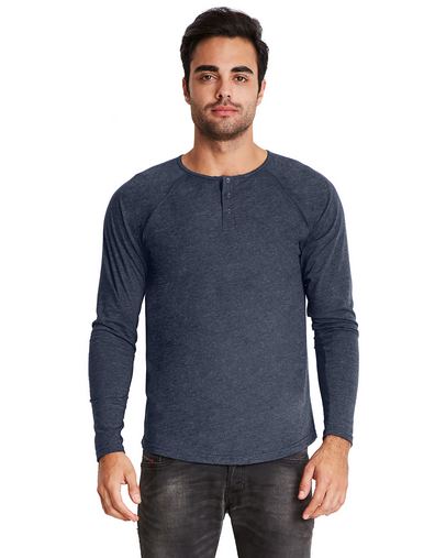 Custom Printed Next Level Triblend Long-Sleeve Henley - 6072