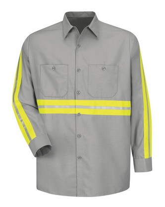  Custom Embroidered Red Kap Industrial Enhanced-Visibility Long Sleeve Work Shirt SP14E With Logo 