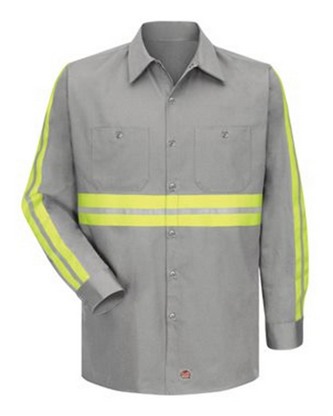  Company Branded Red Kap Enhanced Visibility Long Sleeve Cotton Work Shirt SC30E With Logo 