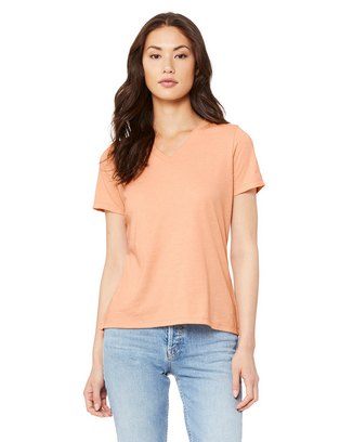 Custom Printed Ladies' Relaxed Heather CVC Jersey V-Neck T-Shirt BC-6405CVC With Logo