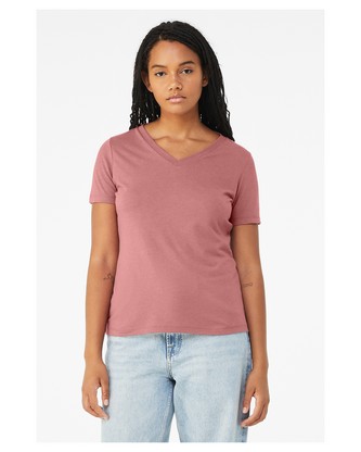 Custom Printed Ladies' Relaxed Triblend V-Neck T-Shirt BC-6415 With Logo