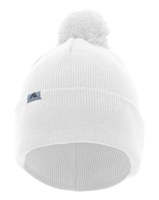  Knit Fold-Over Pom-Pom Beanie 