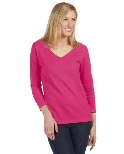  Missy Jersey 3/4-Sleeve V-Neck T-Shirt 