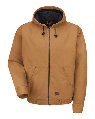 Custom Logo Red Kap Blended Duck Zip-Front Hooded Jacket JD20 Embroidered