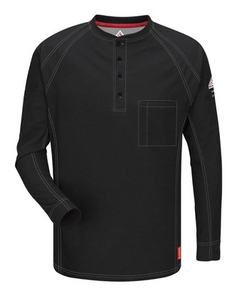 Company Branded Bulwark Long Sleeve Henley QT20 With Logo