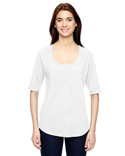  Ladies' Triblend Deep Scoop 1/2-Sleeve T-Shirt 