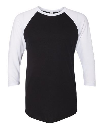  Custom Embroidered American Apparel USA-Made 50/50 Poly/Cotton Raglan Three-Quarter Sleeve Tee BB453 
