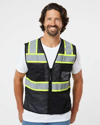 Custom Logo Kishigo EV Series® Enhanced Visibility 3 Pocket Mesh Vest B150-156 Embroidered