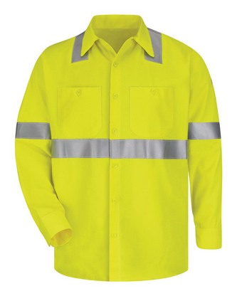 Company Branded Bulwark High Visibility Long Sleeve Work Shirt - Tall Sizes SMW4T With Logo