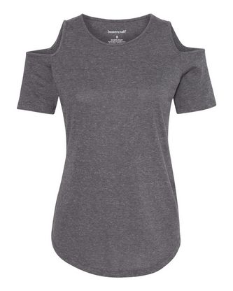  Custom Embroidered Boxercraft Women's Cold Shoulder T-Shirt T32 With Logo 