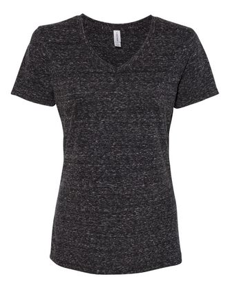 Custom Logo JERZEES Women's Snow Heather Jersey V-Neck T-Shirt 88WVR Embroidered
