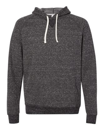Company Branded JERZEES Snow Heather French Terry Raglan Hooded Sweatshirt 90MR With Logo