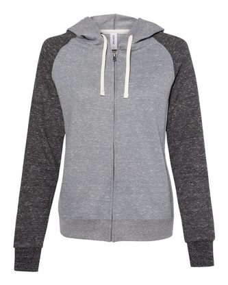 Custom Logo JERZEES Women's Snow Heather French Terry Full-Zip Hooded Sweatshirt 92WR Embroidered