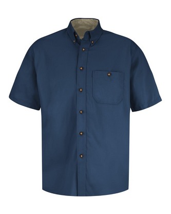 Custom Embroidered Red Kap Short Sleeve 100% Cotton Dress Shirt SC64 With Logo