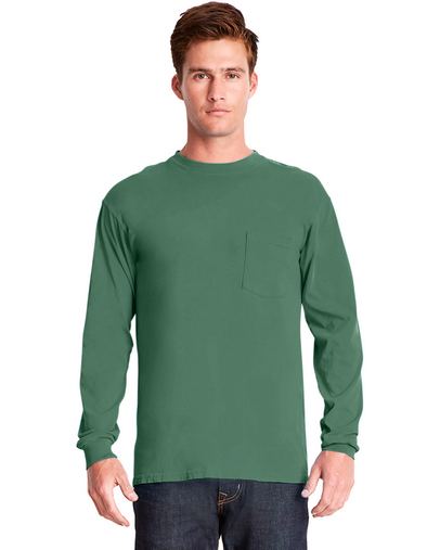 Custom Printed Inspired Dye Long-Sleeve Crew with Pocket - 7451 