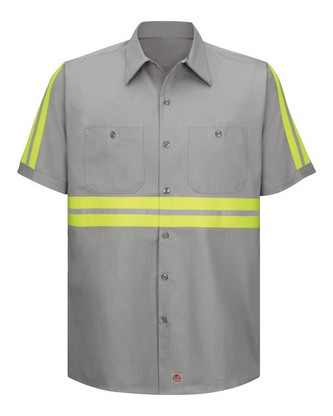  Custom Embroidered Red Kap Enhanced Visibility Short Sleeve Cotton Work Shirt SC40E With Logo 