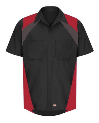  Custom Logo Red Kap Tri-Color Short Sleeve Shop Shirt SY28 Embroidered 