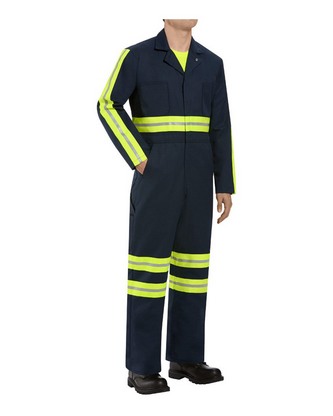 Custom Logo Red Kap Enhanced Visibility Action Back Coverall - Tall Sizes CT10ENT Embroidered