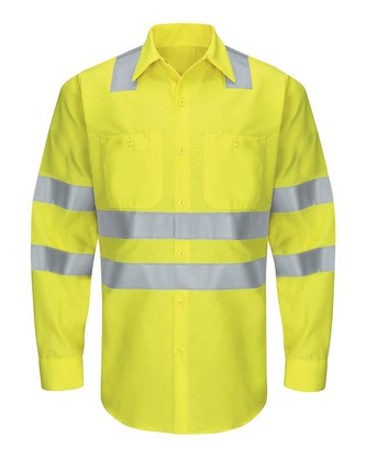 Company Branded Red Kap Enhanced & Hi-Visibility Long Sleeve Work Shirt SY14 With Logo