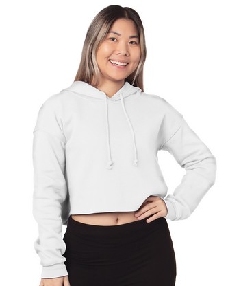 Ladies' Cropped Pullover Hooded Sweatshirt - WHITE - S