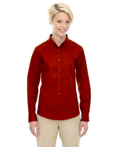 Custom Embroidered  Core 365 Ladies' Long Sleeve Twill Shirts - 78193 