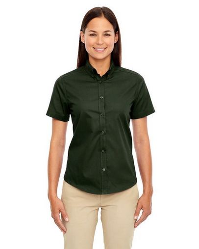 Custom Embroidered Core 365 Ladies' Short Sleeve Twill Shirts - 78194