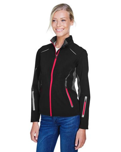 Ladies' Pursuit Three-Layer Light Bonded Hybrid Soft Shell Jacket with Laser Perforation