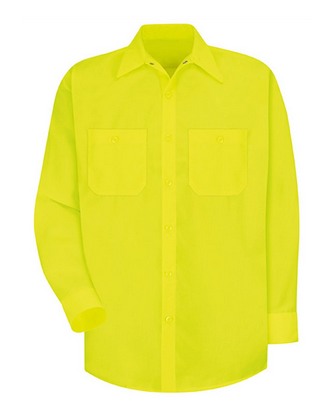Custom Embroidered Red Kap Enhanced Visibility Long Sleeve Work Shirt - Tall Sizes SS14T With Logo
