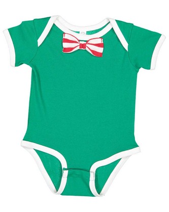 Custom Embroidered Rabbit Skins Baby Rib Infant Bow Tie Bodysuit 4407 With Logo