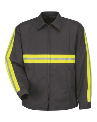  Custom Logo Red Kap Enhanced Visibility Perma-Lined Panel Jacket JT50EN Embroidered 
