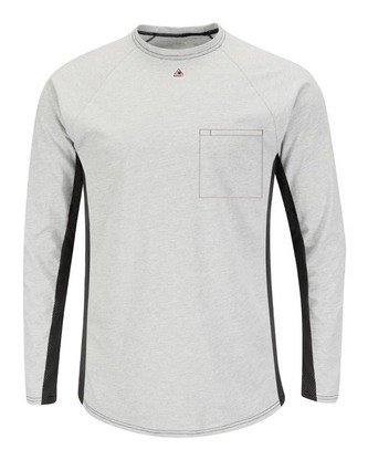  Custom Embroidered Bulwark Long Sleeve FR Two-Tone Base Layer with Concealed Chest Pocket - EXCEL FR 