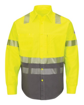 Custom Embroidered Bulwark Hi-Visibility Color Block Uniform Shirt - EXCEL FR® ComforTouch® - 7 oz.