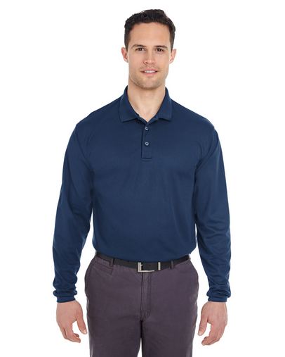 Custom Embroidered UltraClub Adult Cool & Dry Long-Sleeve Mesh Pique Polo - 8210LS