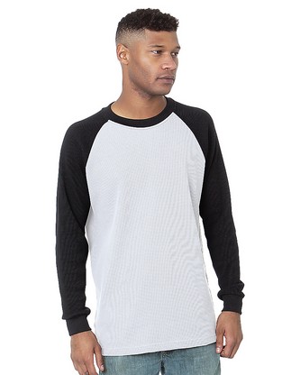 Men's Heavyweight Waffle Knit Thermal Raglan - WHITE/ BLACK - S