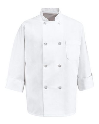 Company Branded Chef Designs Eight Pearl Button Chef Coat - Tall Sizes 0403T With Logo